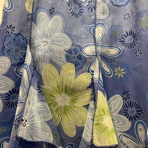S.L.B. 100% Silk Blue & Green Pull On Skirt Size Small - Picture 9 of 10